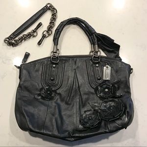 Coach Sophia - black leather with flower appliqué